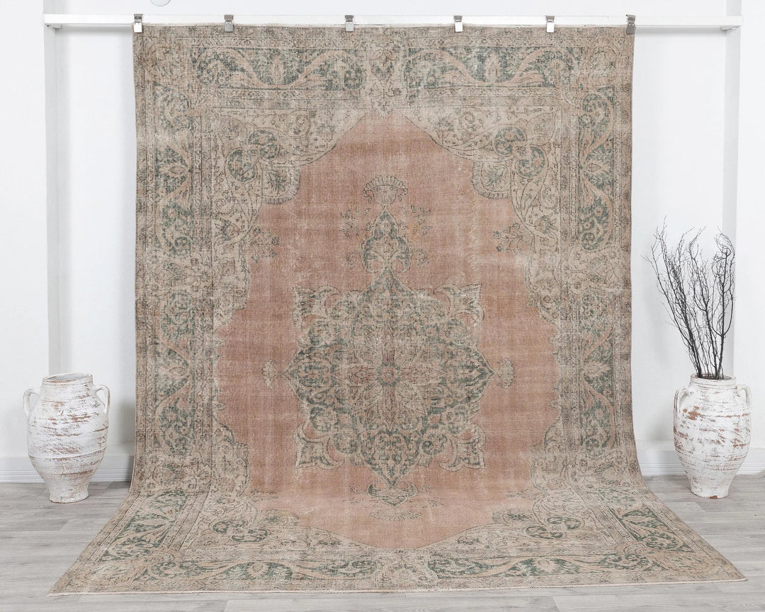Red Turkish Oushak Rug 7' 2" x 10' Hand-Knotted | No. VR14141