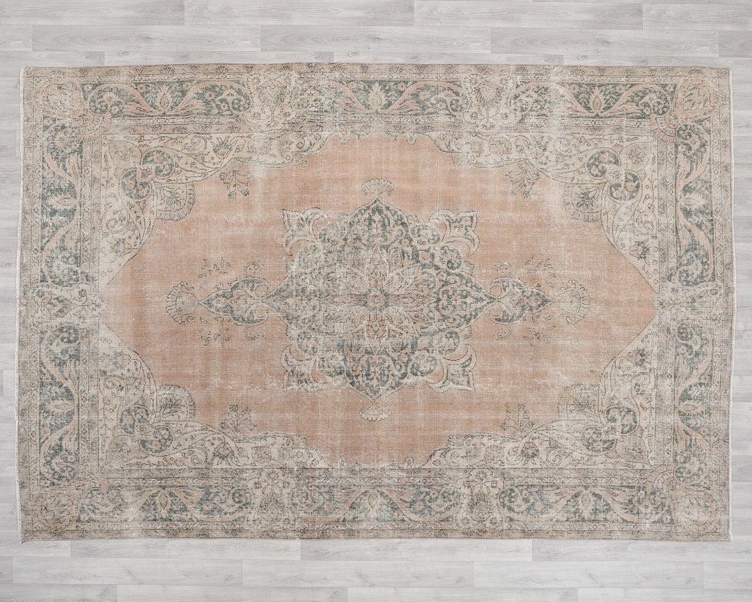 Red Turkish Oushak Rug 7' 2" x 10' Hand-Knotted | No. VR14141