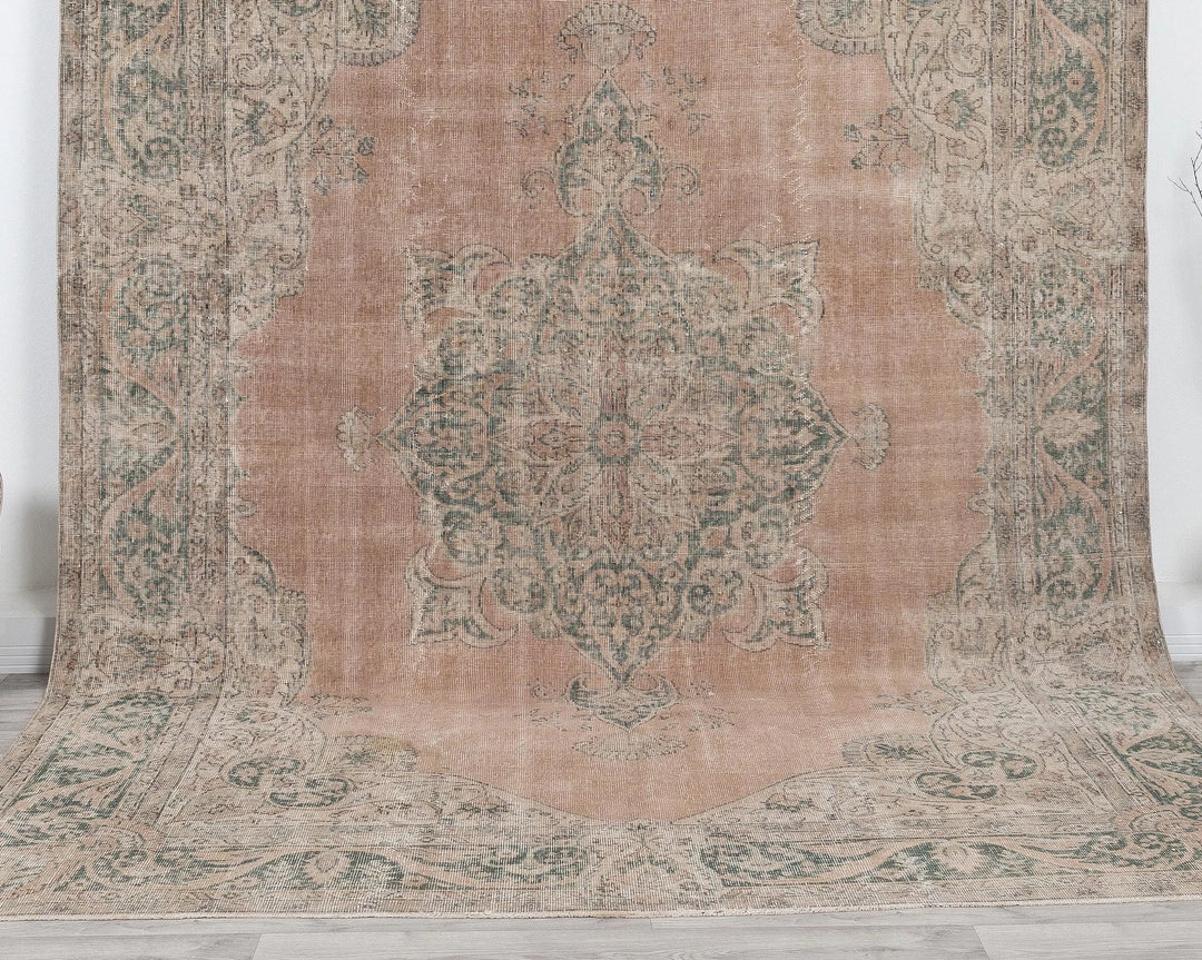 Red Turkish Oushak Rug 7' 2" x 10' Hand-Knotted | No. VR14141