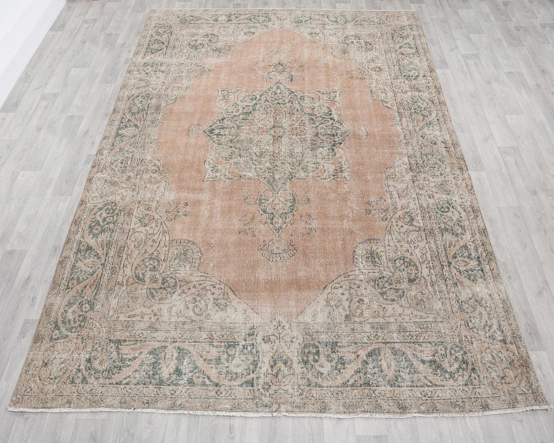 Red Turkish Oushak Rug 7' 2" x 10' Hand-Knotted | No. VR14141
