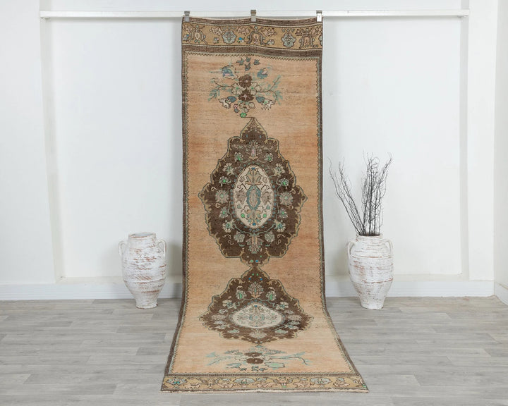 Blue Turkish Oushak Rug 3' 3" x 11' Hand-Knotted