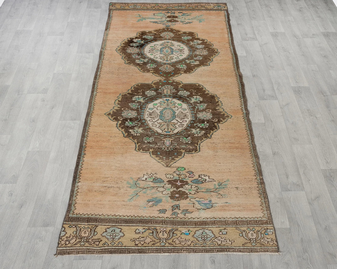 Blue Turkish Oushak Rug 3' 3" x 11' Hand-Knotted view 9