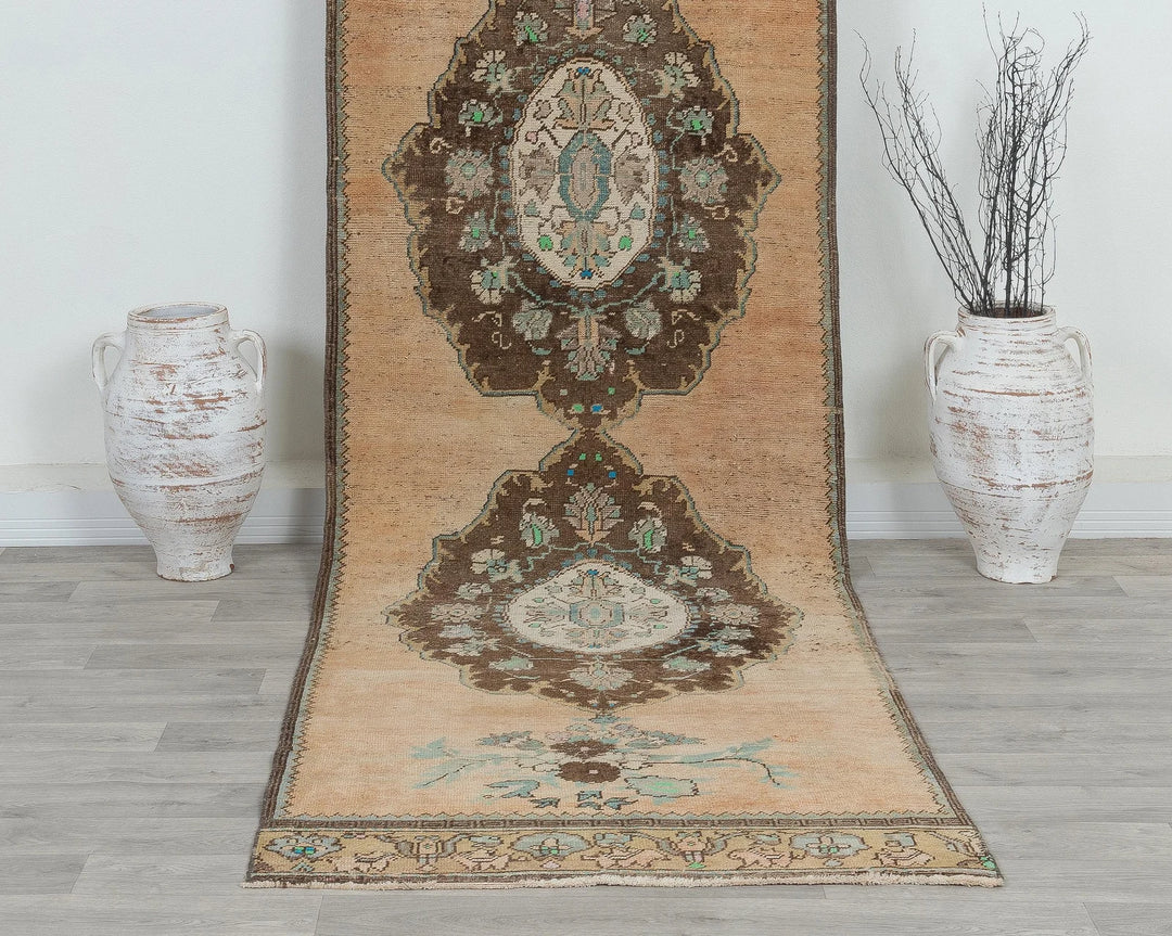 Blue Turkish Oushak Rug 3' 3" x 11' Hand-Knotted view