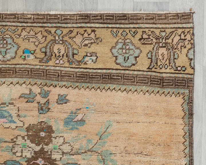 Blue Turkish Oushak Rug 3' 3" x 11' Hand-Knotted pattern