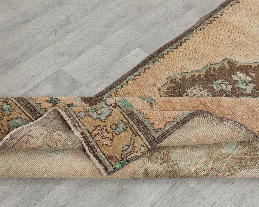 Blue Turkish Oushak Rug 3' 3" x 11' Hand-Knotted field