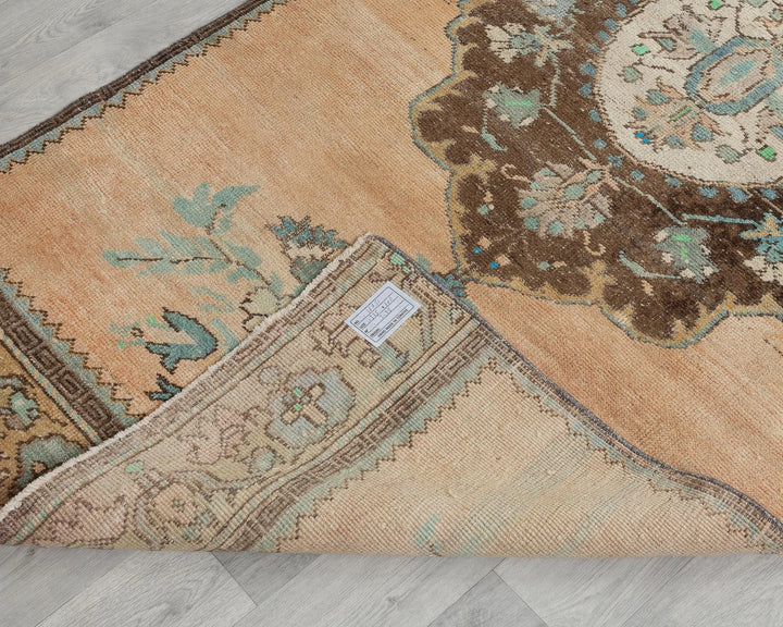 Blue Turkish Oushak Rug 3' 3" x 11' Hand-Knotted texture