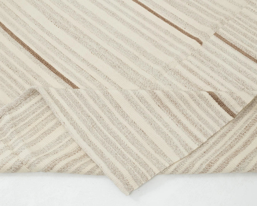 Beige Turkish Kilim Rug 9' 6" x 13' Flat-Weave | No. VR14380