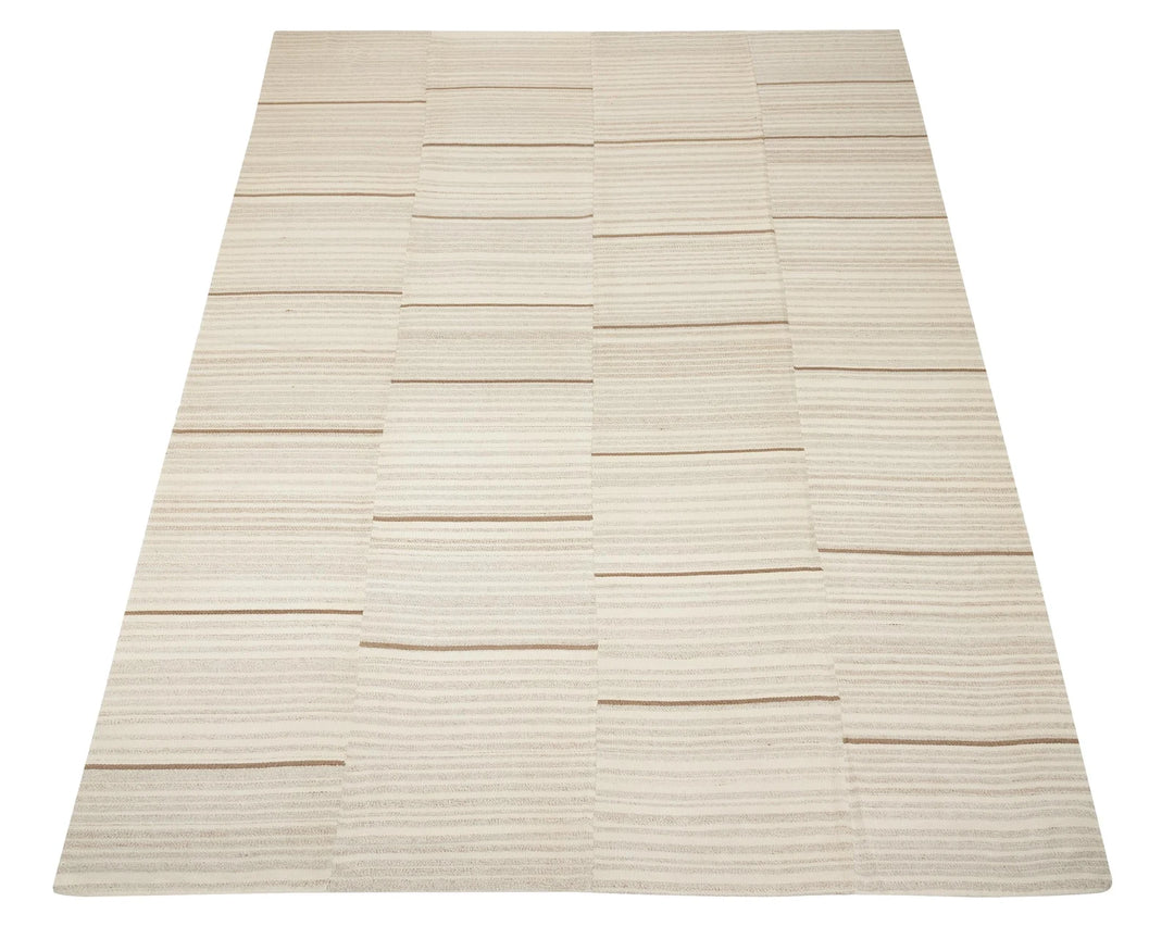 Beige Turkish Kilim Rug 9' 6" x 13' Flat-Weave | No. VR14380
