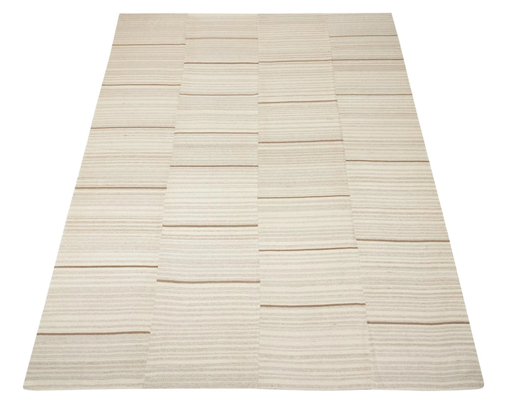 Beige Turkish Kilim Rug 9' 6" x 13' Flat-Weave | No. VR14380