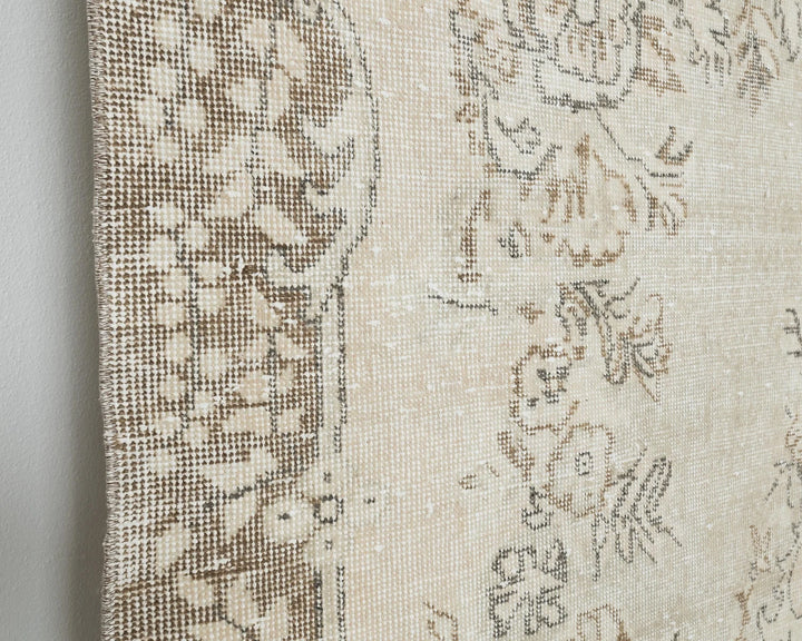 Beige Turkish Oushak Rug 5'10" x 9'8" Hand-Knotted | No. VR14573