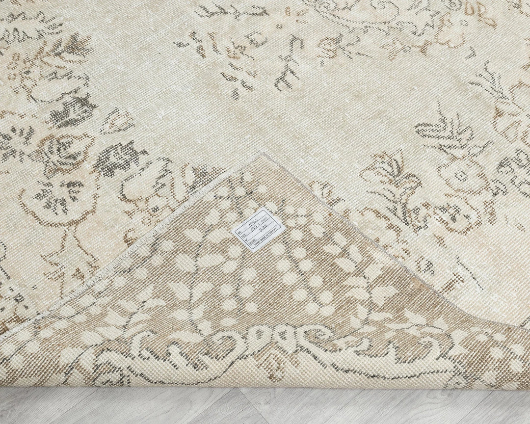 Beige Turkish Oushak Rug 5'10" x 9'8" Hand-Knotted | No. VR14573