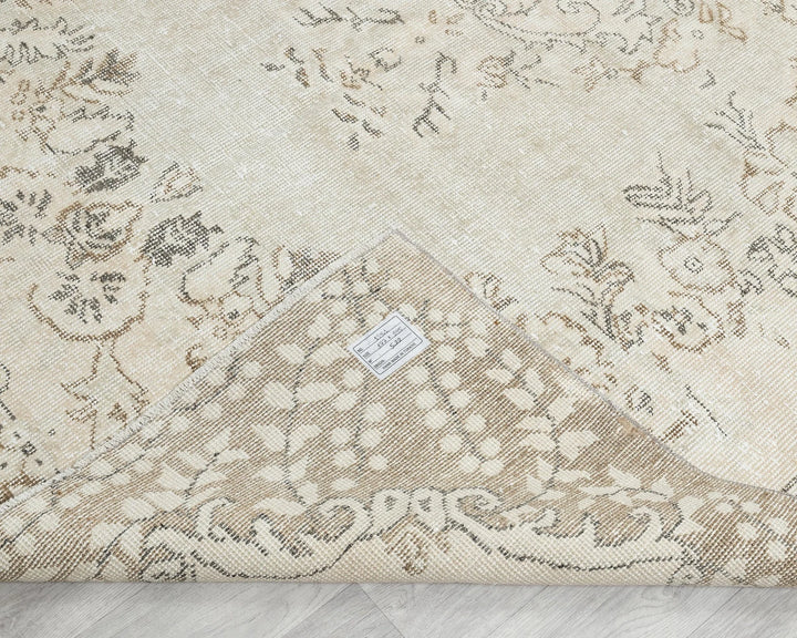 Beige Turkish Oushak Rug 5'10" x 9'8" Hand-Knotted | No. VR14573