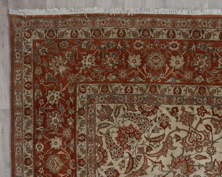 Multicolor Turkish Oushak Rug 9' 10" x 13' 11" Hand-Knotted border