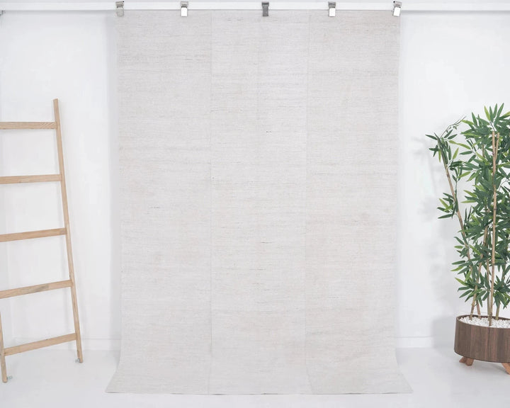 White Turkish Kilim Rug 5' 1" x 7' 6" Flat-Weave | No. VR14845