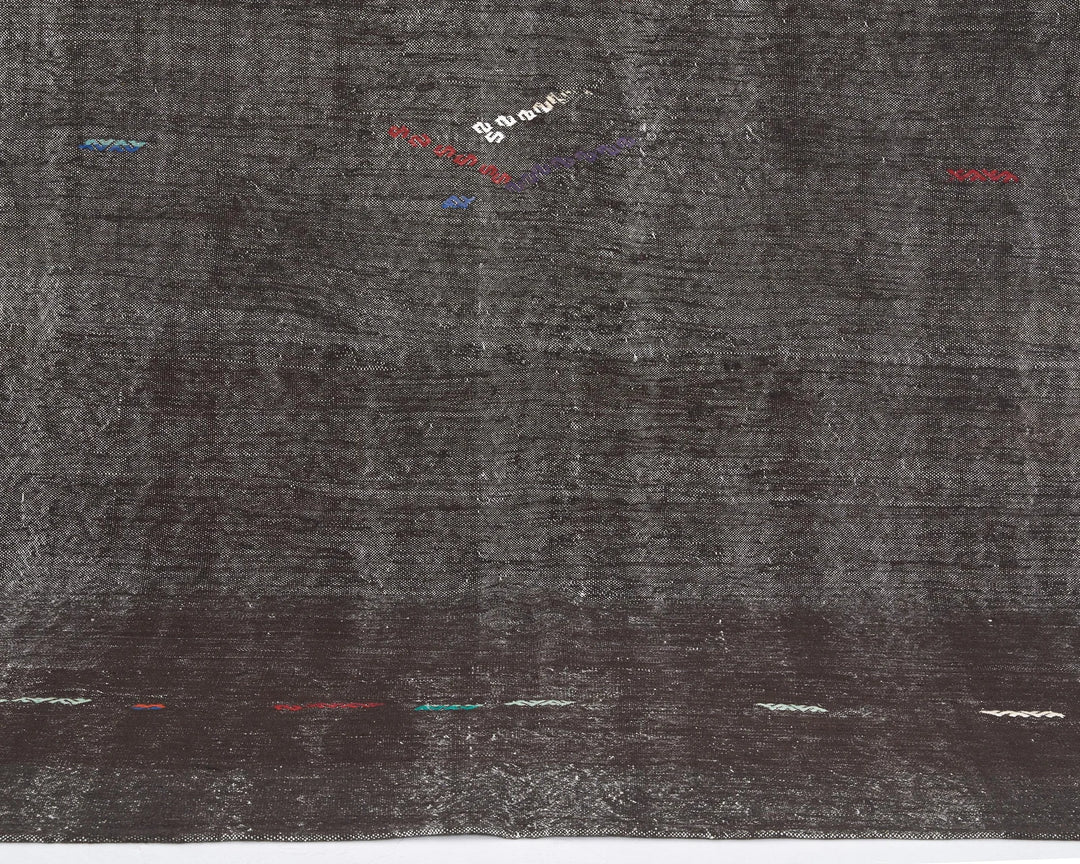Brown Turkish Kilim Rug 6'9" x 9'10" Flat-Weave | No. VR14889
