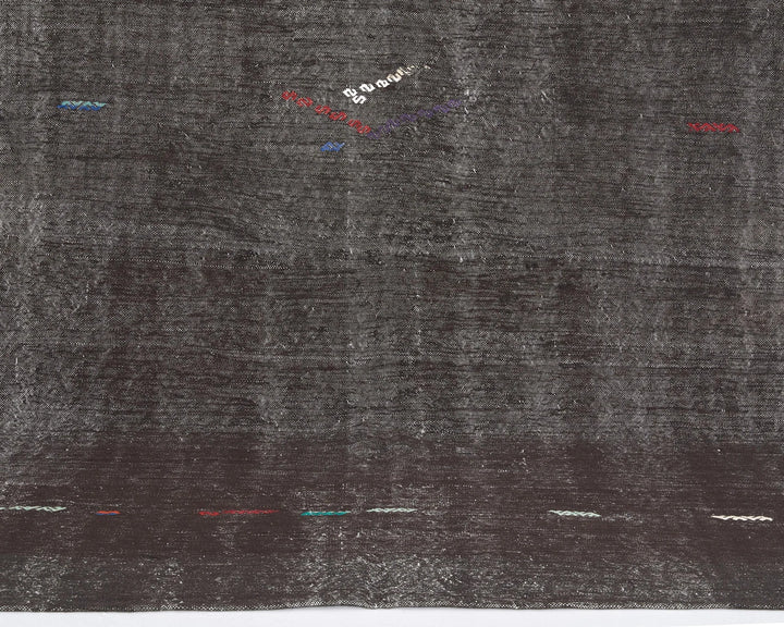 Brown Turkish Kilim Rug 6'9" x 9'10" Flat-Weave | No. VR14889