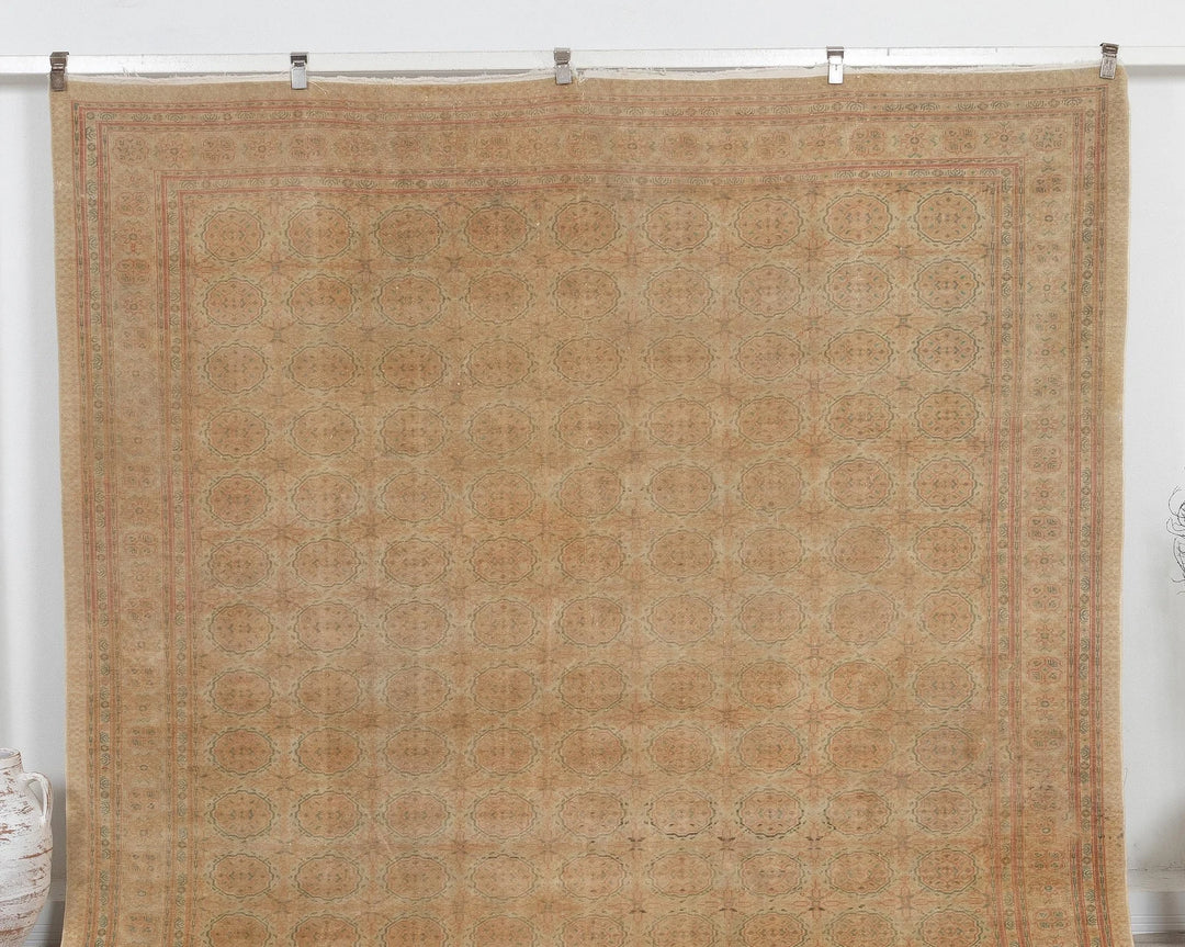 Beige Turkish Oushak Rug 8' 4" x 12' 2" Hand-Knotted | No. VR14986