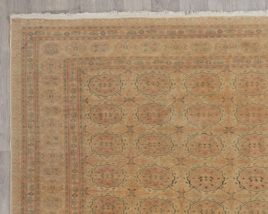 Beige Turkish Oushak Rug 8' 4" x 12' 2" Hand-Knotted | No. VR14986