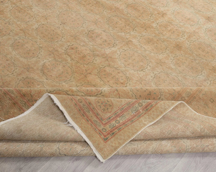 Beige Turkish Oushak Rug 8' 4" x 12' 2" Hand-Knotted | No. VR14986