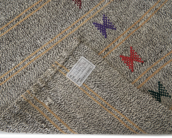 Gray Turkish Kilim Rug 5' 7" x 8' 6" Flat-Weave | No. VR15060