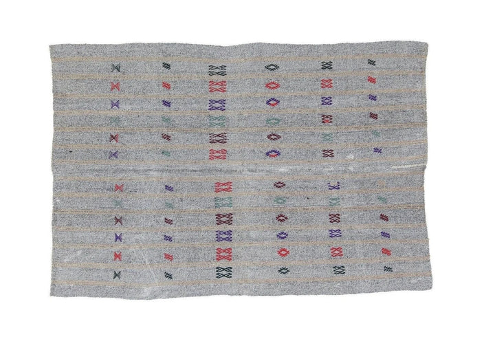 Gray Turkish Kilim Rug 5' 7" x 8' 6" Flat-Weave | No. VR15060
