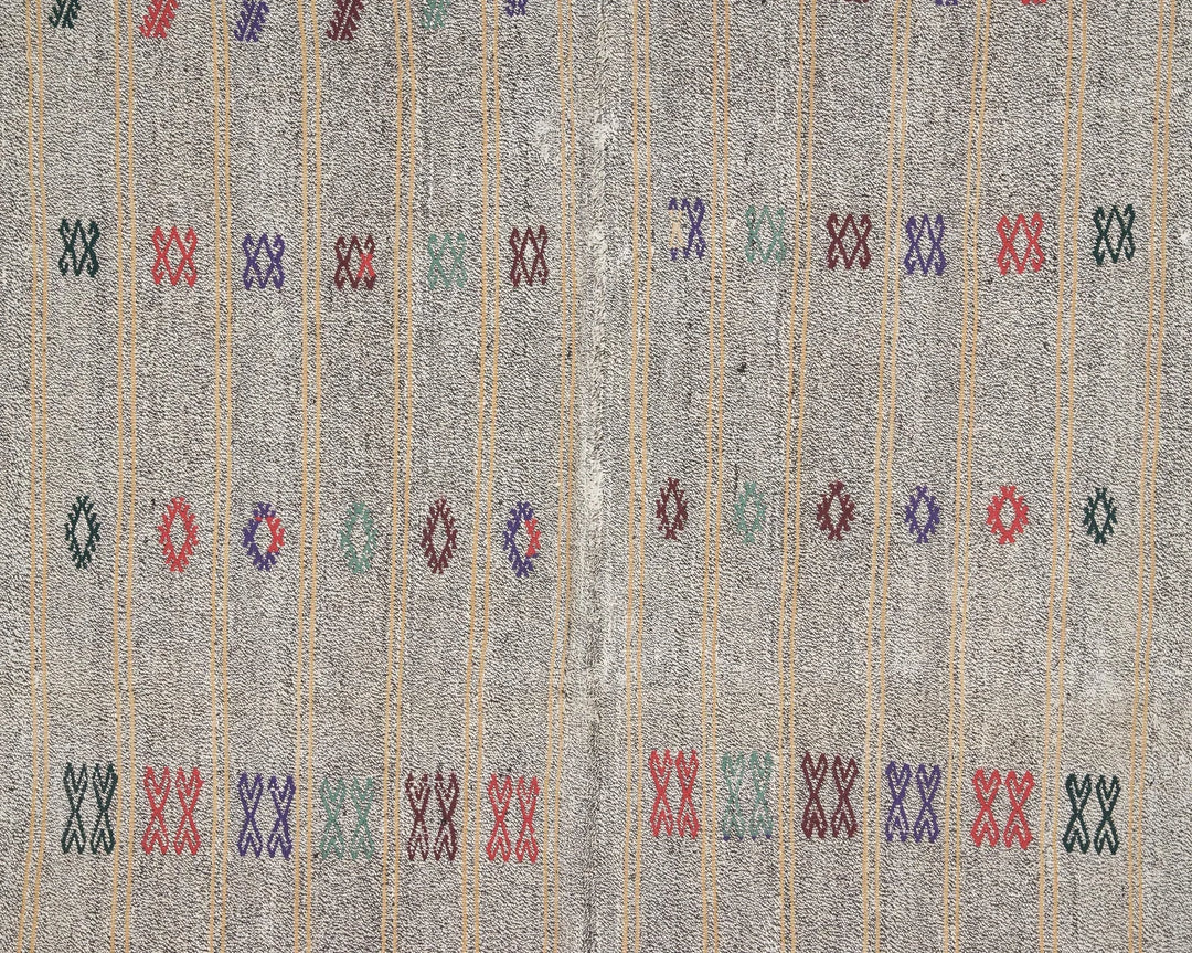 Gray Turkish Kilim Rug 5' 7" x 8' 6" Flat-Weave | No. VR15060