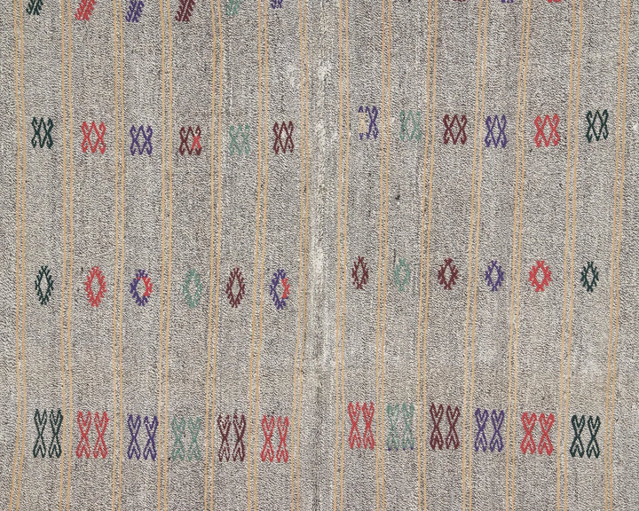 Gray Turkish Kilim Rug 5' 7" x 8' 6" Flat-Weave | No. VR15060