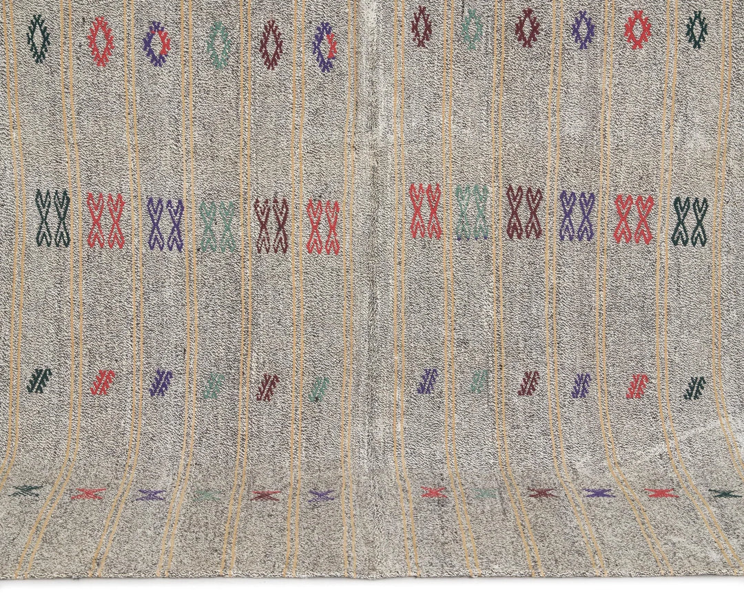Gray Turkish Kilim Rug 5' 7" x 8' 6" Flat-Weave | No. VR15060