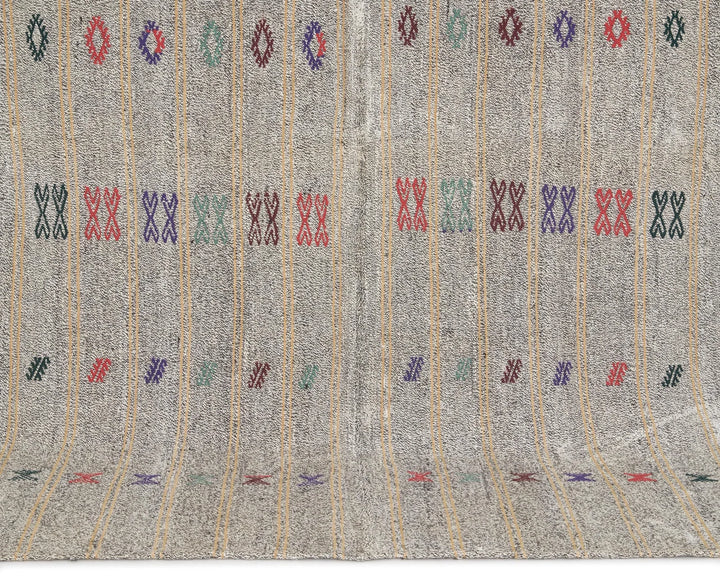 Gray Turkish Kilim Rug 5' 7" x 8' 6" Flat-Weave | No. VR15060