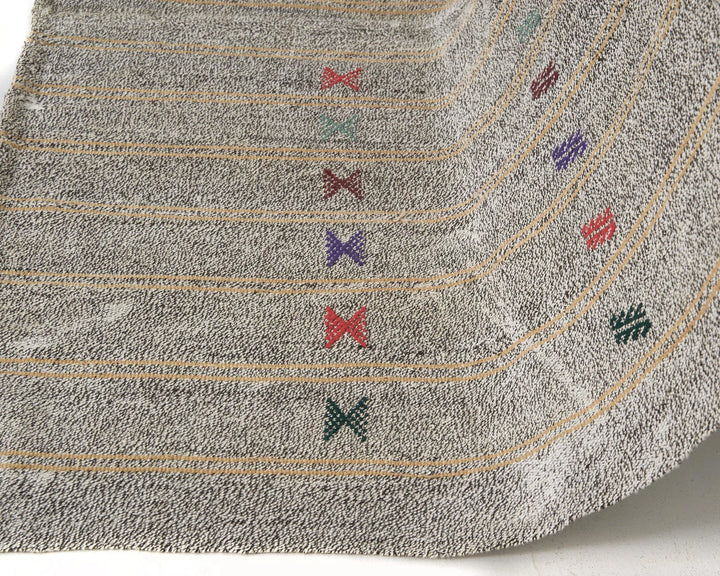 Gray Turkish Kilim Rug 5' 7" x 8' 6" Flat-Weave | No. VR15060