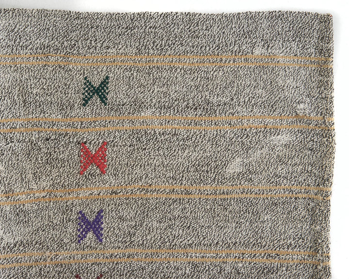 Gray Turkish Kilim Rug 5' 7" x 8' 6" Flat-Weave | No. VR15060