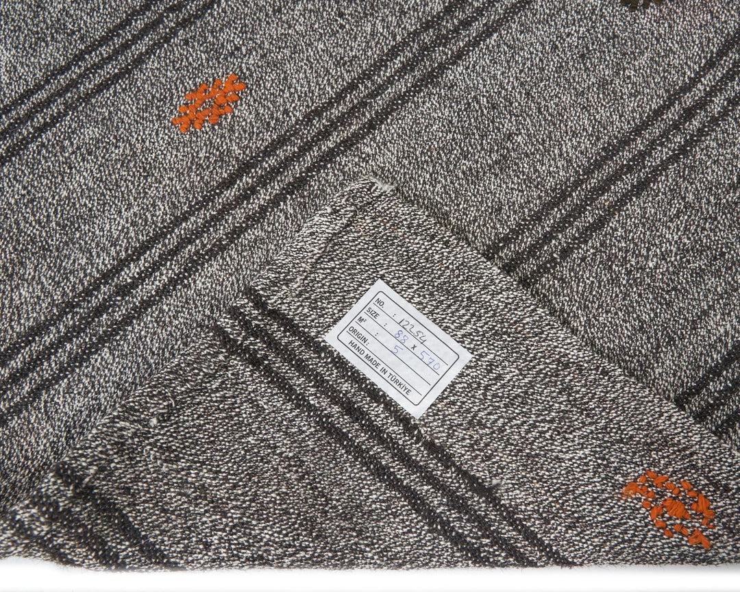Gray Turkish Kilim Rug 2'11" x 18'8" Flat-Weave | No. VR15416