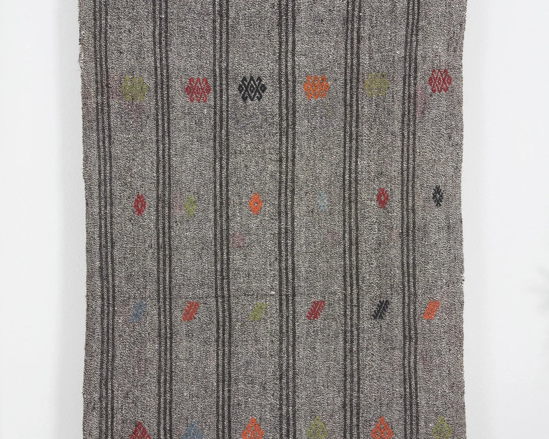 Gray Turkish Kilim Rug 2'11" x 18'8" Flat-Weave | No. VR15416