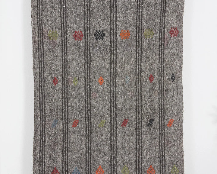 Gray Turkish Kilim Rug 2'11" x 18'8" Flat-Weave | No. VR15416