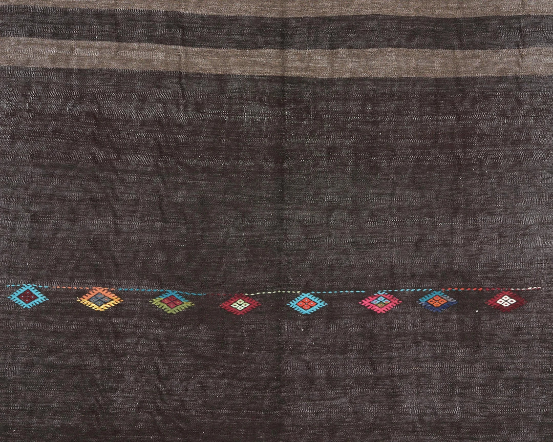 Brown Turkish Kilim Rug 5' 8" x 9' 2" Flat-Weave | No. VR15498