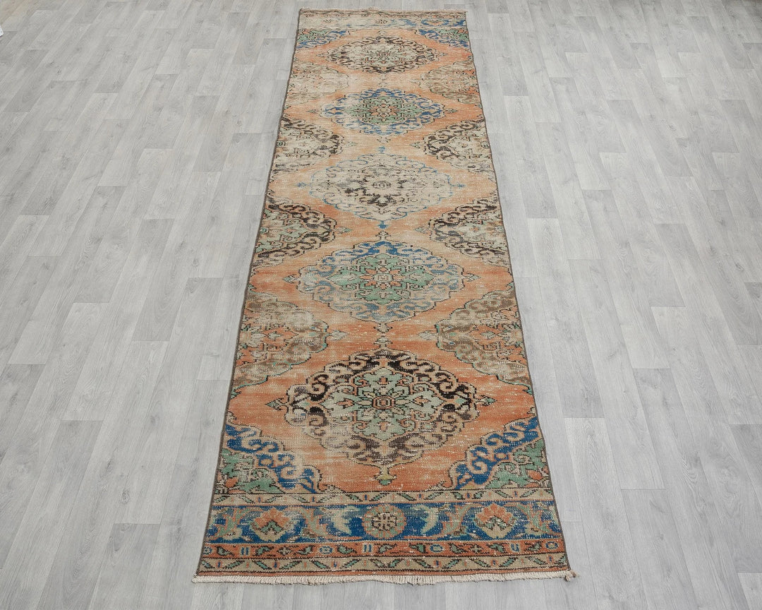 Blue Turkish Oushak Rug 3' 1" x 11' 6" Hand-Knotted view 9