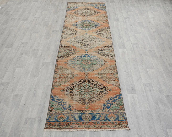Blue Turkish Oushak Rug 3' 1" x 11' 6" Hand-Knotted view 9