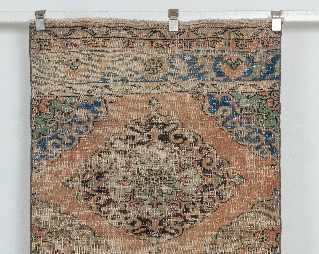 Blue Turkish Oushak Rug 3' 1" x 11' 6" Hand-Knotted view