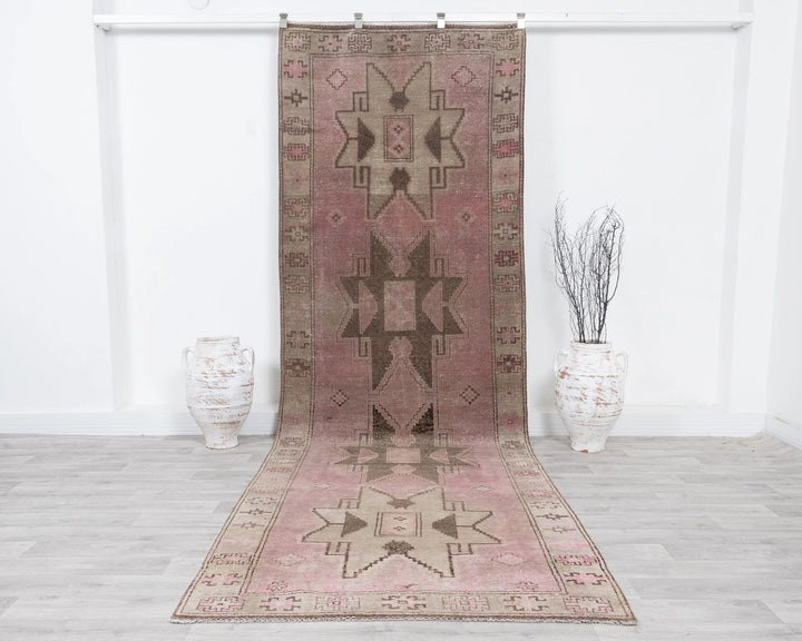 Multicolor Turkish Oushak Rug 3' 11" x 11' 10" Hand-Knotted | No. VR15644