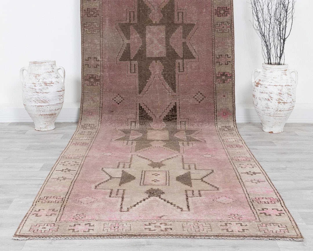Multicolor Turkish Oushak Rug 3' 11" x 11' 10" Hand-Knotted | No. VR15644