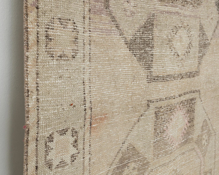 Beige Turkish Oushak Rug 3'7" x 12'8" Hand-Knotted | No. VR15654