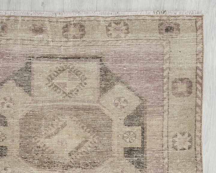 Beige Turkish Oushak Rug 3'7" x 12'8" Hand-Knotted | No. VR15654