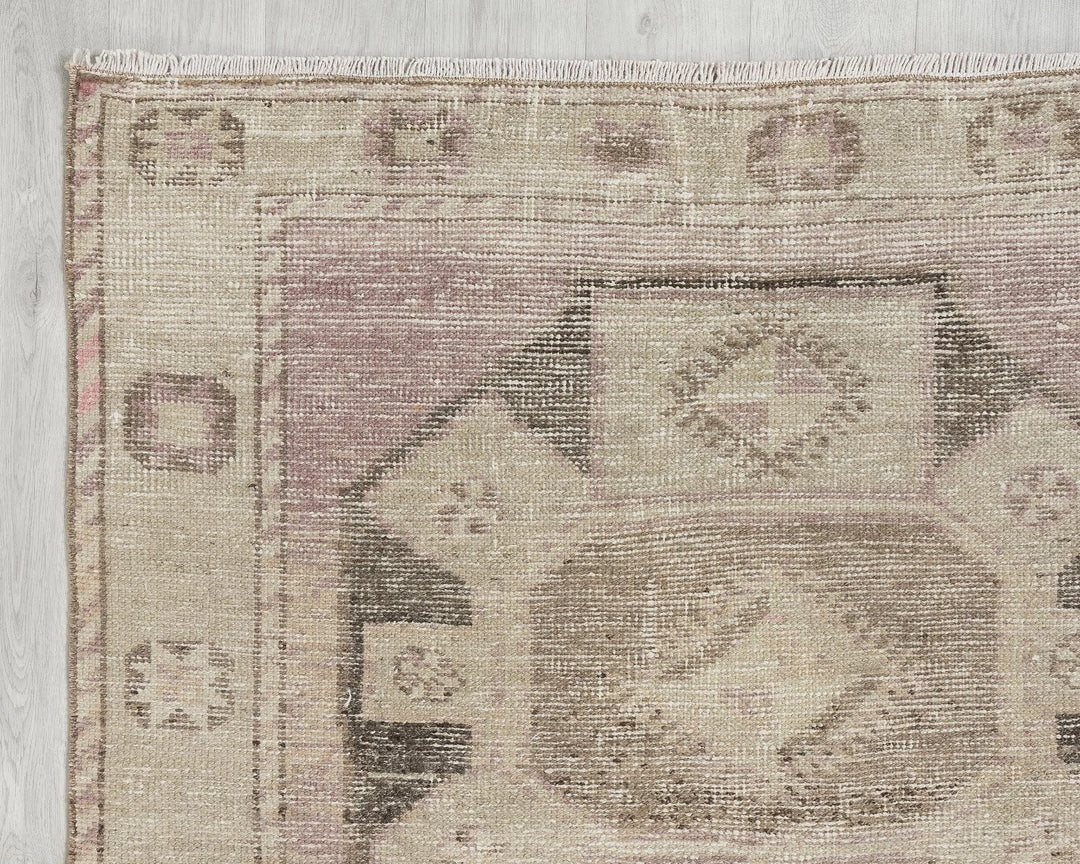 Beige Turkish Oushak Rug 3'7" x 12'8" Hand-Knotted | No. VR15654
