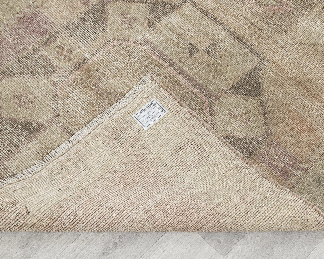Beige Turkish Oushak Rug 3'7" x 12'8" Hand-Knotted | No. VR15654
