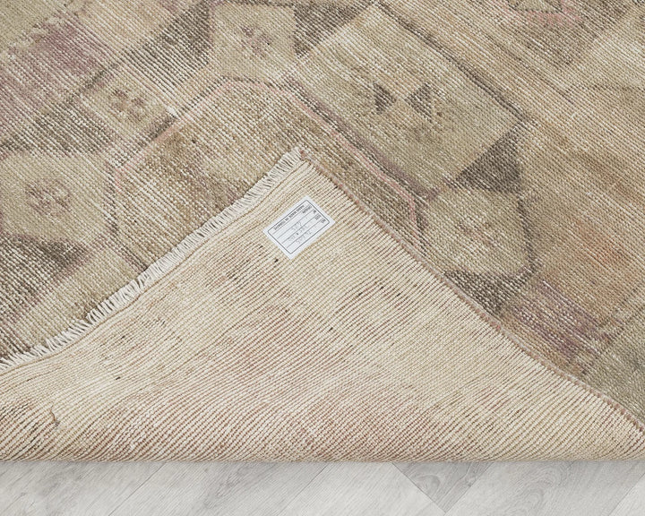 Beige Turkish Oushak Rug 3'7" x 12'8" Hand-Knotted | No. VR15654
