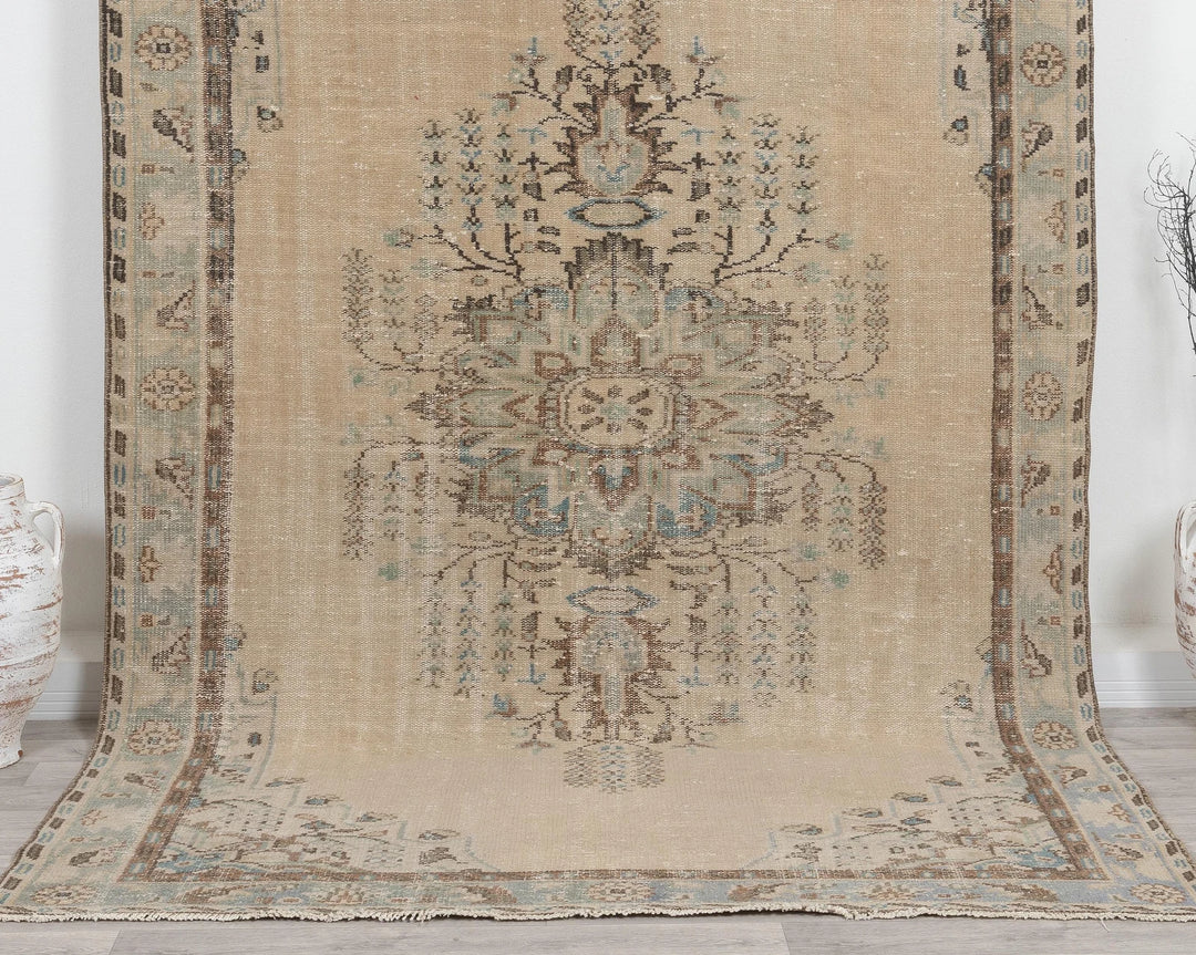 Multicolor Turkish Oushak Rug 6'4" x 9'4" Hand-Knotted | No. VR15735