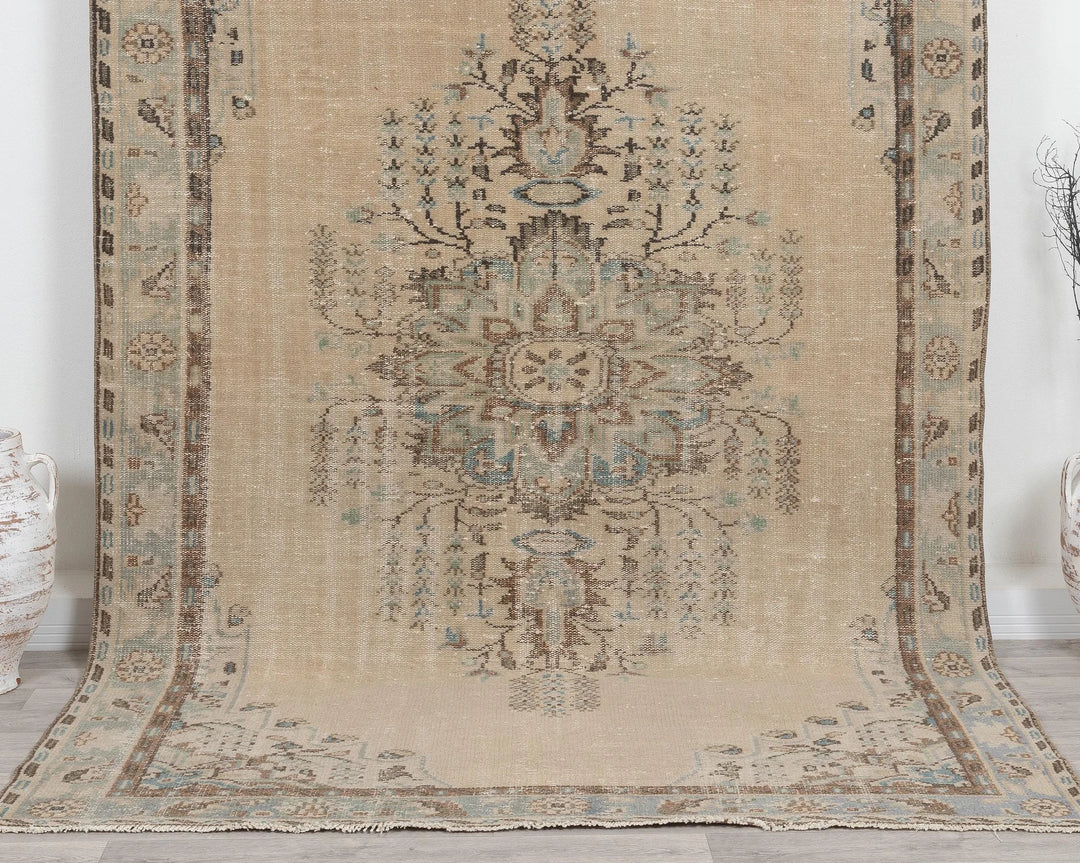 Multicolor Turkish Oushak Rug 6' 4" x 9' 4" Hand-Knotted | No. VR15735