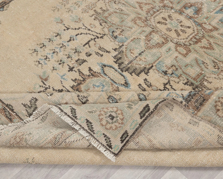 Multicolor Turkish Oushak Rug 6'4" x 9'4" Hand-Knotted | No. VR15735