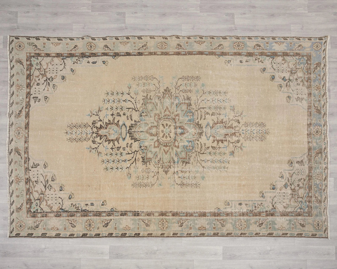 Multicolor Turkish Oushak Rug 6'4" x 9'4" Hand-Knotted | No. VR15735