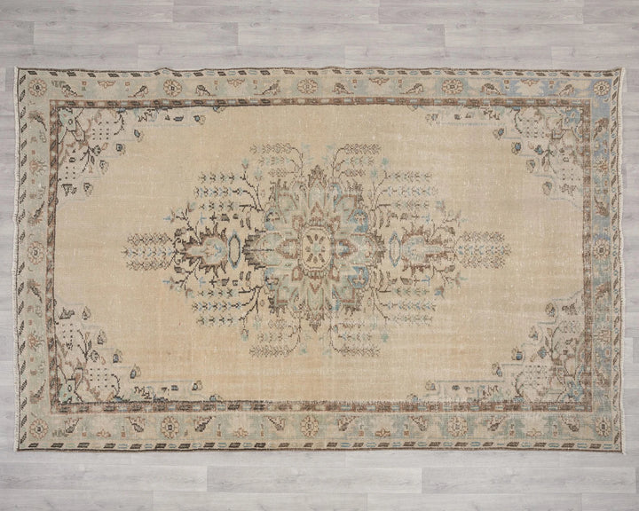 Multicolor Turkish Oushak Rug 6'4" x 9'4" Hand-Knotted | No. VR15735
